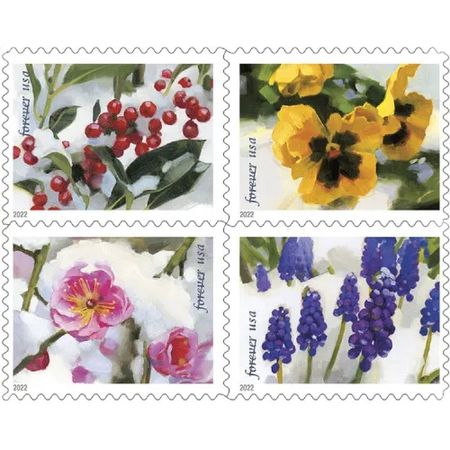 Snowy Beauty 2022 - 5 Booklets 100 Pcs Unused Stamps for Mailing
